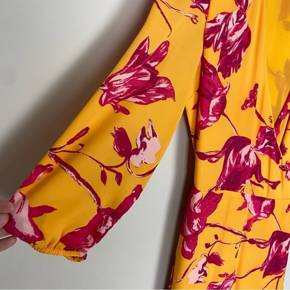 Color Me Courtney Eleanor Wrap Dress Floral Maxi Womens Medium Orange Ruffle - Picture 4 of 9